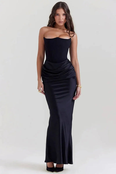 KIAMA | BIAS-CUT SATIN EVENING DRESS