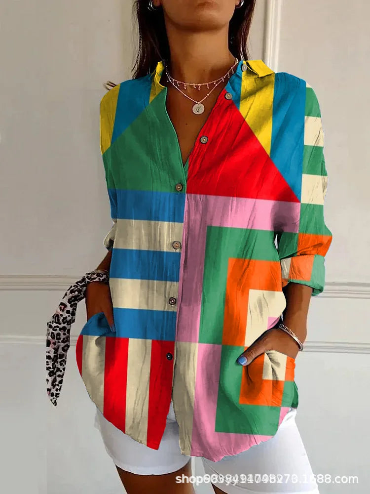 KALEIDO | GEOMETRIC COTTON-BLEND SHIRT