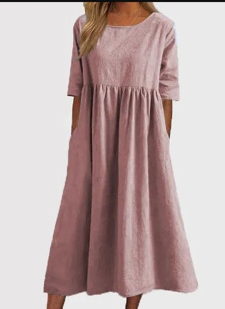DEVONPORT | EMPIRE-SEAM LINEN MIDI