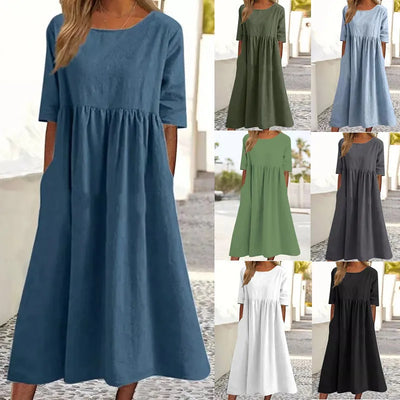 DEVONPORT | EMPIRE-SEAM LINEN MIDI