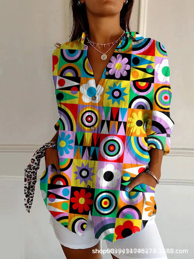 KALEIDO | GEOMETRIC COTTON-BLEND SHIRT