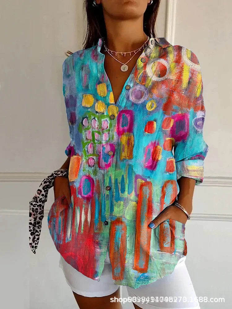 KALEIDO | GEOMETRIC COTTON-BLEND SHIRT