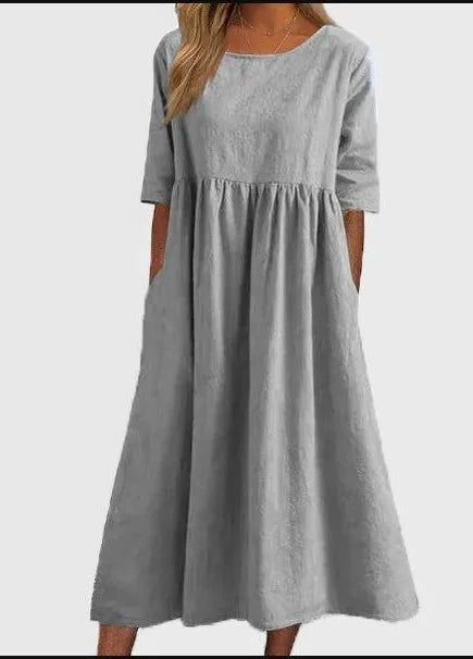 DEVONPORT | EMPIRE-SEAM LINEN MIDI
