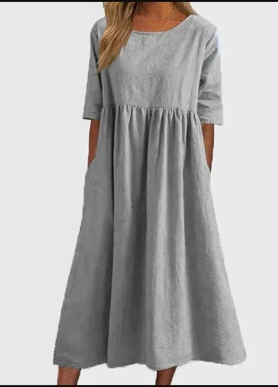 DEVONPORT | EMPIRE-SEAM LINEN MIDI