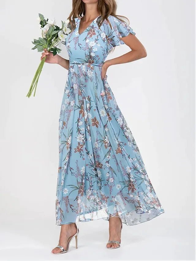 ARALUEN | SKY FLORAL CHIFFON MAXI - Isla Rose Sydney