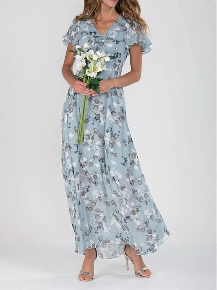 ARALUEN | SKY FLORAL CHIFFON MAXI - Isla Rose Sydney