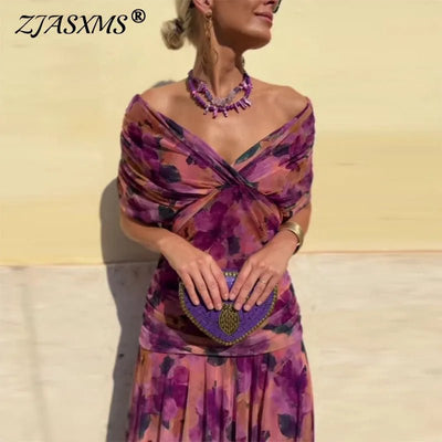 AVOCA | OFF - SHOULDER DRAPE FLORAL MAXI - Isla Rose Sydney