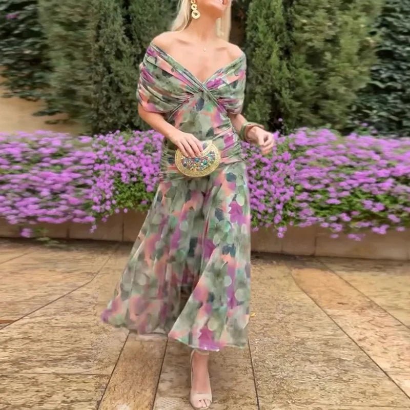 AVOCA | OFF - SHOULDER DRAPE FLORAL MAXI - Isla Rose Sydney