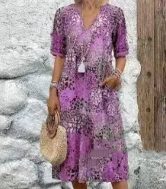 BANGALOW | MOSAIC GARDEN V - NECK MIDI - Isla Rose Sydney