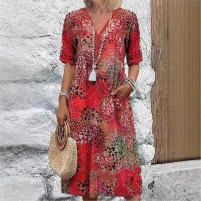 BANGALOW | MOSAIC GARDEN V - NECK MIDI - Isla Rose Sydney