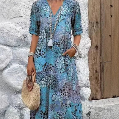 BANGALOW | MOSAIC GARDEN V - NECK MIDI - Isla Rose Sydney