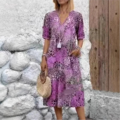 BANGALOW | MOSAIC GARDEN V - NECK MIDI - Isla Rose Sydney
