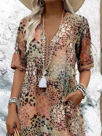 BANGALOW | MOSAIC GARDEN V - NECK MIDI - Isla Rose Sydney