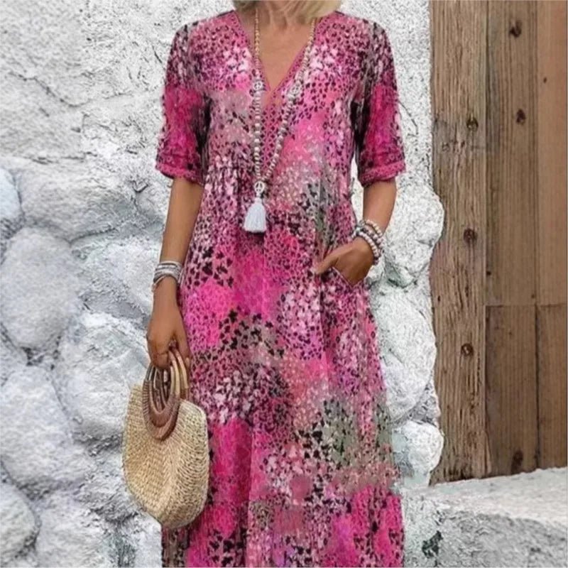 BANGALOW | MOSAIC GARDEN V - NECK MIDI - Isla Rose Sydney