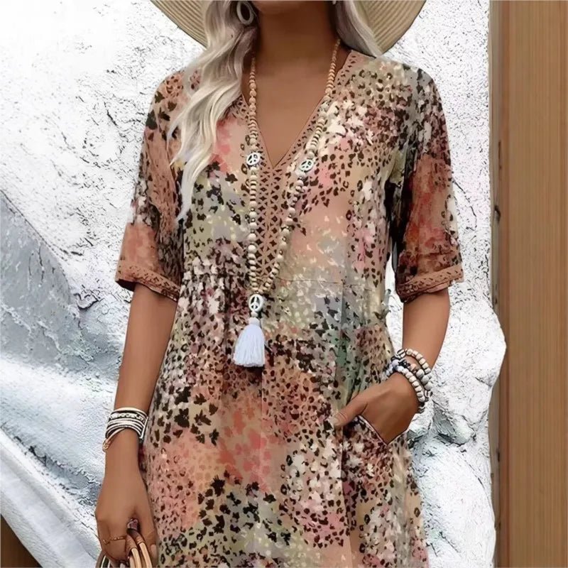 BANGALOW | MOSAIC GARDEN V - NECK MIDI - Isla Rose Sydney
