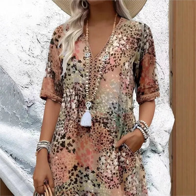 BANGALOW | MOSAIC GARDEN V - NECK MIDI - Isla Rose Sydney