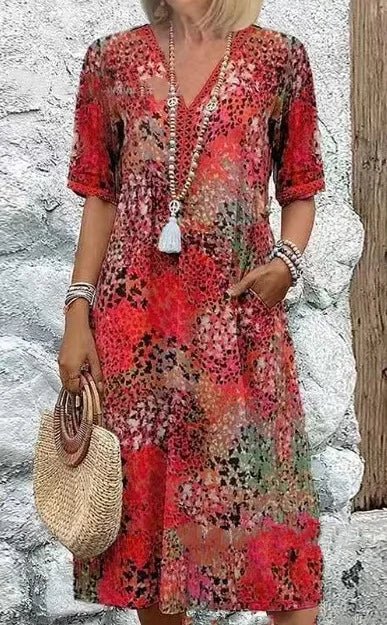 BANGALOW | MOSAIC GARDEN V - NECK MIDI - Isla Rose Sydney