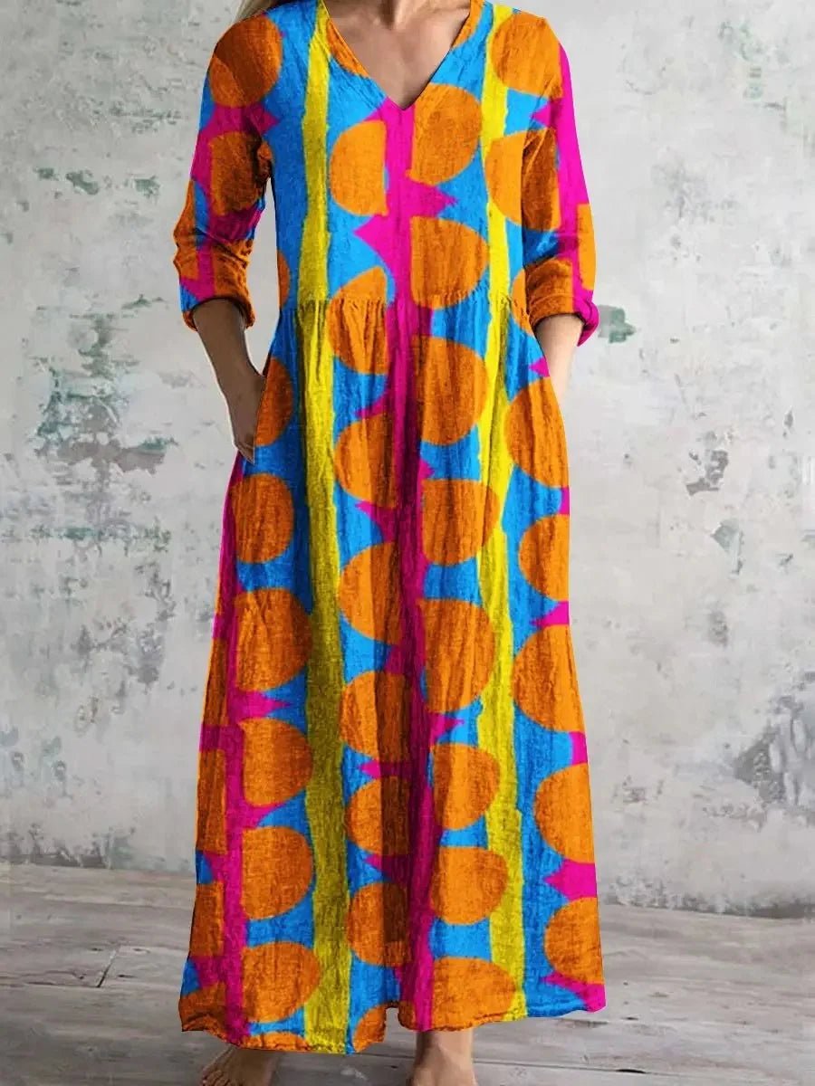 Casual midi - jurk met bloemenprint Dames nieuwe stijl onafhankelijk station Modieuze halflange jurk uit één stuk uit het vasteland van China - PurePaw