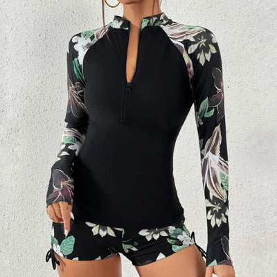 Female Swimsuit With Long Sleeves Swimwear Sports Surfing Tankini Set Beachwear Two - Piece Bathing Suits Pool Women Swimming Suit - PurePaw