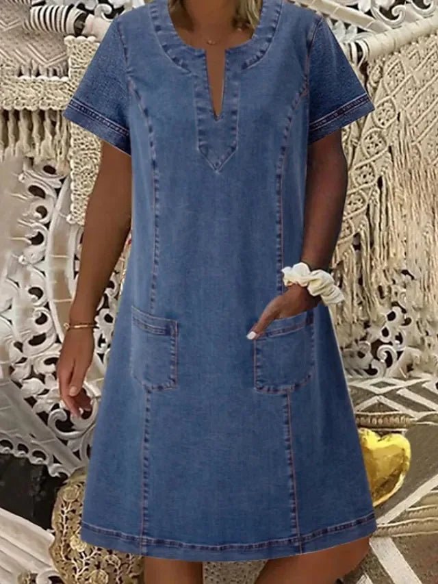 KALBARRI | V - NECK DENIM SHIFT - Isla Rose Sydney