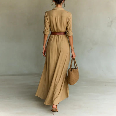 TAMARIND | DRAPED LINEN SHIRT DRESS - Isla Rose Sydney