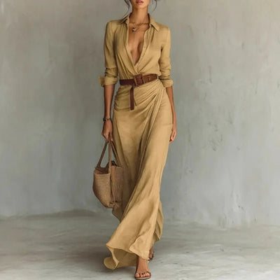 TAMARIND | DRAPED LINEN SHIRT DRESS - Isla Rose Sydney
