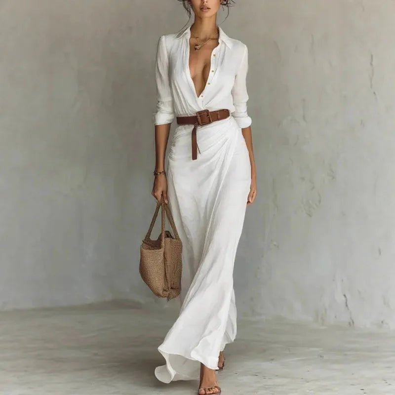 TAMARIND | DRAPED LINEN SHIRT DRESS - Isla Rose Sydney