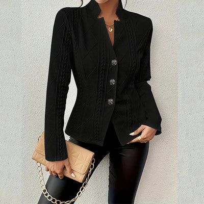 Women Blazer Jacket Suit Coat Single Breasted Stand Collar Slim Outerwear Temperament Office Lady 2025 Spring Vintage Tops - PurePaw